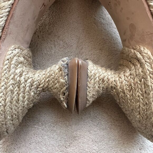 Paloma Barcelo Brown Leather Knot Straps Jute Heel Sandal Women EU 37 US 6.5 - Picture 5 of 16